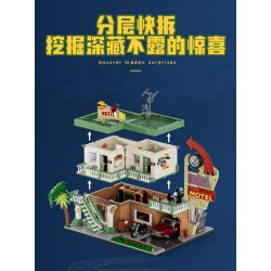LUMIBRICKS FUNWHOLE F9054 9054 CHUYẾN ĐI ĐƯỜNG NHÀ NGHỈ bộ đồ chơi xếp lắp ráp ghép mô hình City MOTEL Thành Phố 1970 khối