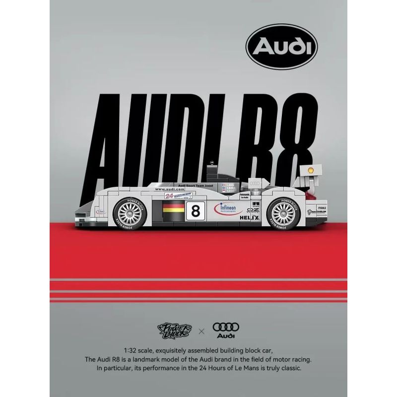 PINBO PB8813 8813 AUDI R8 tỷ lệ 1:32 bộ đồ chơi xếp lắp ráp ghép mô hình Speed Champions Racing Cars Đua Xe Công Thức