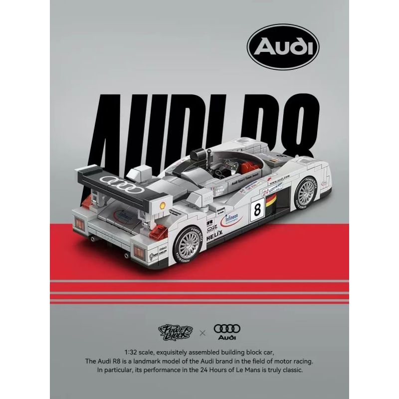 PINBO PB8813 8813 AUDI R8 tỷ lệ 1:32 bộ đồ chơi xếp lắp ráp ghép mô hình Speed Champions Racing Cars Đua Xe Công Thức