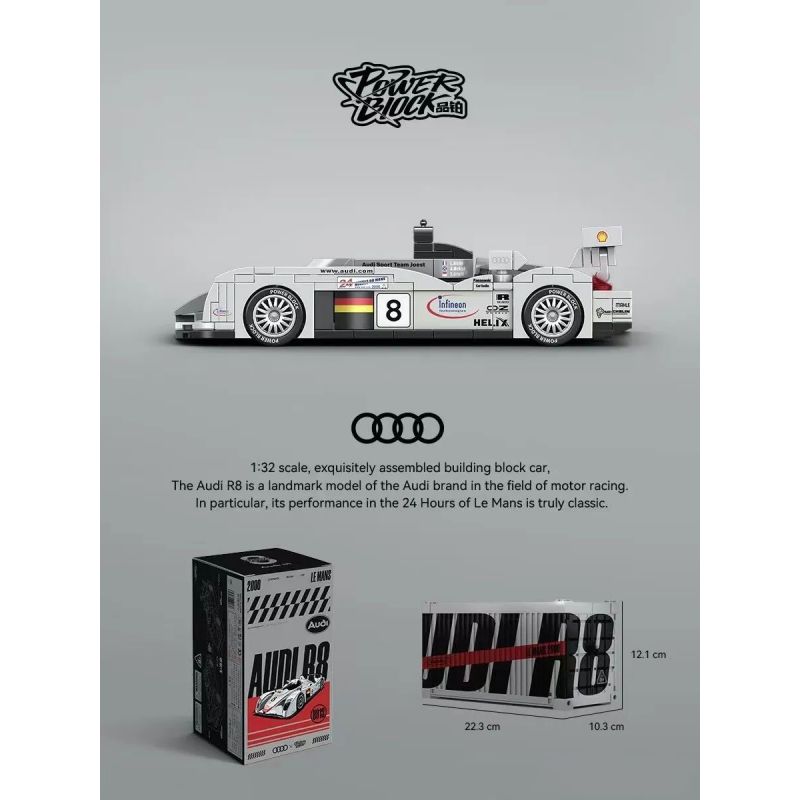 PINBO PB8813 8813 AUDI R8 tỷ lệ 1:32 bộ đồ chơi xếp lắp ráp ghép mô hình Speed Champions Racing Cars Đua Xe Công Thức