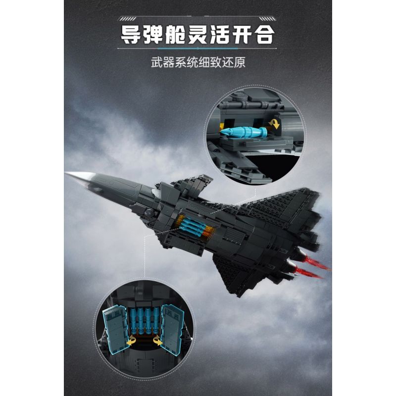 KEEPPLEY 23027 NHẠC CỤ NẶNG MẠNH MÁY BAY CHIẾN ĐẤU J-20 1:44 tỷ lệ 1:44 bộ đồ chơi xếp lắp ráp ghép mô hình Military Army ZTZ-99A Quân Sự Bộ Đội 732 khối