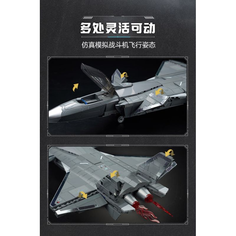 KEEPPLEY 23027 NHẠC CỤ NẶNG MẠNH MÁY BAY CHIẾN ĐẤU J-20 1:44 tỷ lệ 1:44 bộ đồ chơi xếp lắp ráp ghép mô hình Military Army ZTZ-99A Quân Sự Bộ Đội 732 khối