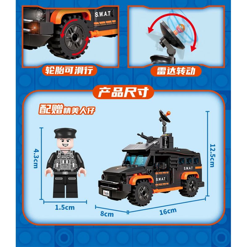 FORANGE FC3329 3329 ĐỘI HÀNH ĐỘNG SWAT 4 KẾT HỢP bộ đồ chơi xếp lắp ráp ghép mô hình City SWAT ACTION TEAM Thành Phố 1048 khối