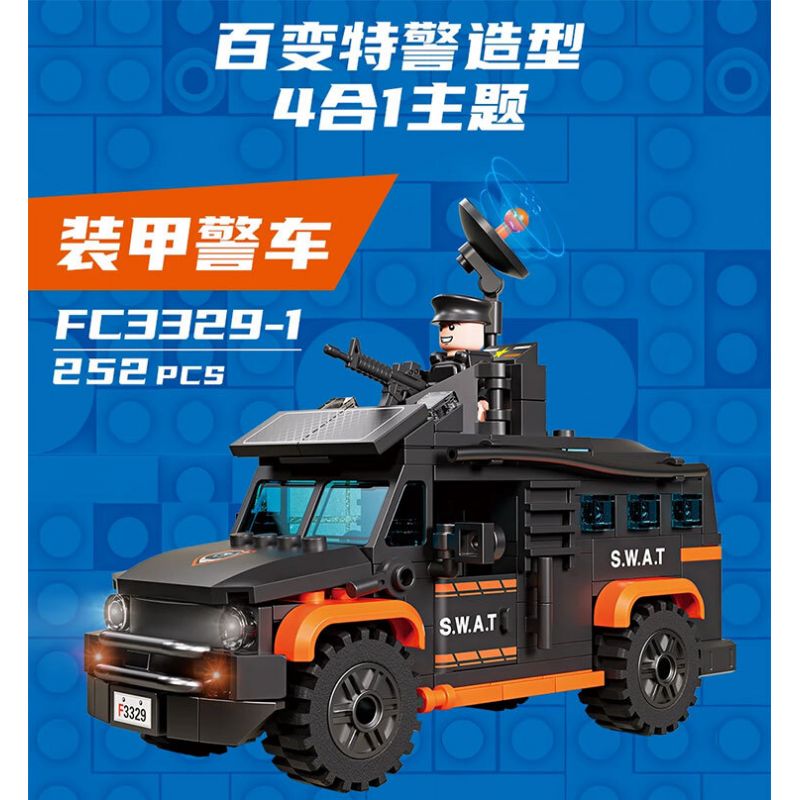 FORANGE FC3329 3329 ĐỘI HÀNH ĐỘNG SWAT 4 KẾT HỢP bộ đồ chơi xếp lắp ráp ghép mô hình City SWAT ACTION TEAM Thành Phố 1048 khối