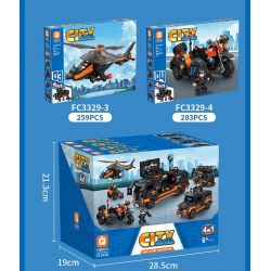 FORANGE FC3329 3329 ĐỘI HÀNH ĐỘNG SWAT 4 KẾT HỢP bộ đồ chơi xếp lắp ráp ghép mô hình City SWAT ACTION TEAM Thành Phố 1048 khối