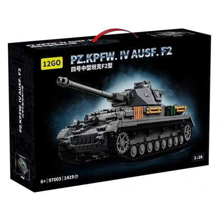 12GO 97003 SỐ 4 TANK TRUNG BÌNH F2 LOẠI 1:28 tỷ lệ 1:28 bộ đồ chơi xếp lắp ráp ghép mô hình Military Army PZKPFW IV AUSF. F2 Quân Sự Bộ Đội 1419 khối