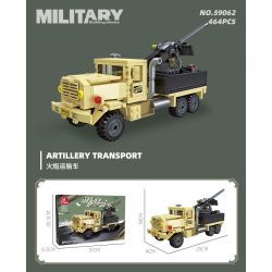 JIESTAR 59062 PHÁO VẬN TẢI bộ đồ chơi xếp lắp ráp ghép mô hình Military Army ARTILLERY TRANSPORT Quân Sự Bộ Đội 464 khối