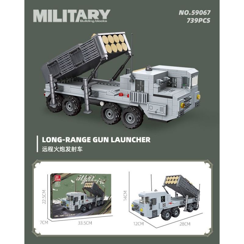 JIESTAR 59067 SÚNG PHÓNG PHÁO TẦM XA bộ đồ chơi xếp lắp ráp ghép mô hình Military Army LONG RANGE GUN LAUNCHER Quân Sự Bộ Đội 739 khối