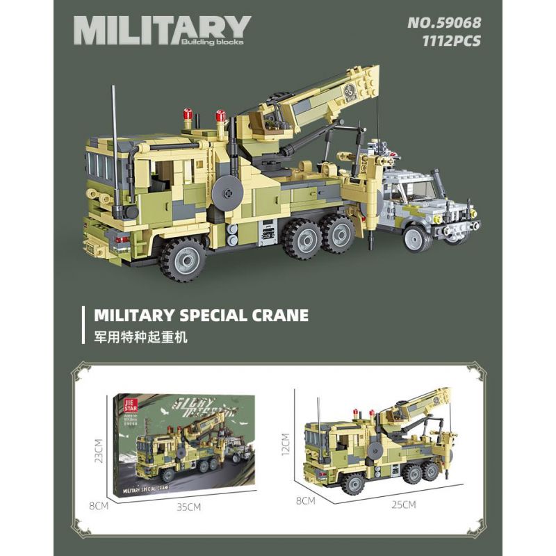 JIESTAR 59068 CẦN CẨU ĐẶC BIỆT QUÂN SỰ bộ đồ chơi xếp lắp ráp ghép mô hình Military Army MILITARY SPECIAL CRANE Quân Sự Bộ Đội 1112 khối