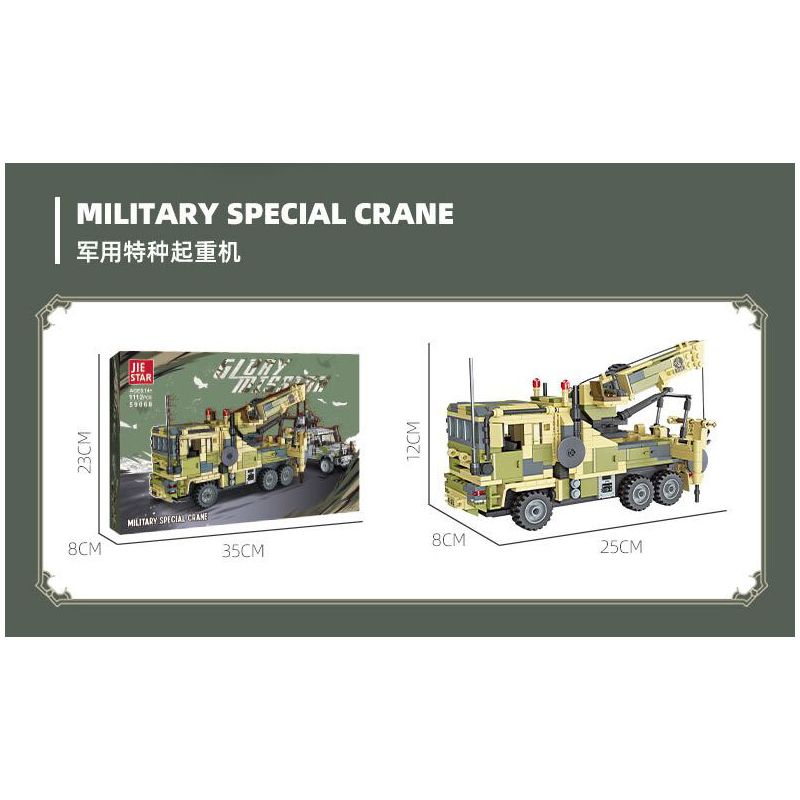 JIESTAR 59068 CẦN CẨU ĐẶC BIỆT QUÂN SỰ bộ đồ chơi xếp lắp ráp ghép mô hình Military Army MILITARY SPECIAL CRANE Quân Sự Bộ Đội 1112 khối
