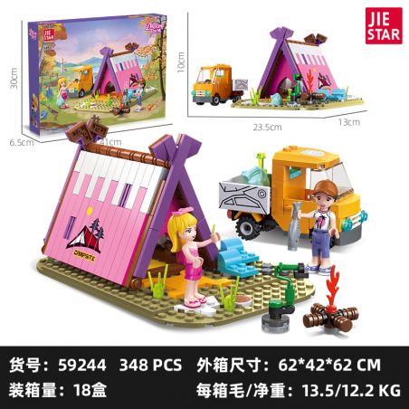 JIESTAR 59244 CÔ GÁI THÀNH PHỐ TRẠI NGOÀI TRỜI bộ đồ chơi xếp lắp ráp ghép mô hình Girl Con Gái 348 khối