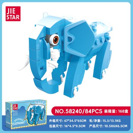 JIESTAR 58240 ĐỘNG VẬT HOANG DÃ VOI bộ đồ chơi xếp lắp ráp ghép mô hình 84 khối