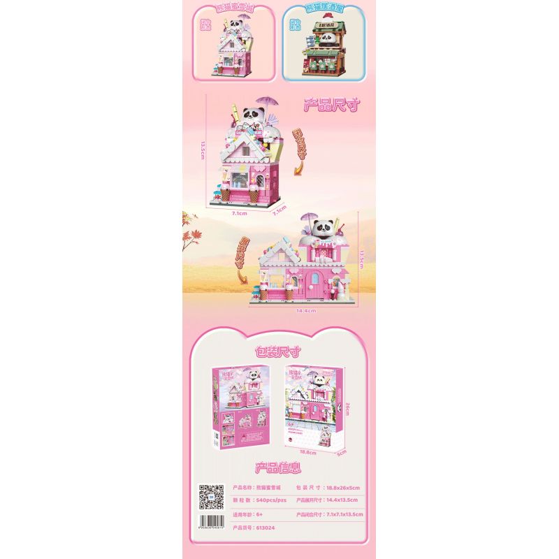 ZHEGAO 613024 PANDA HONEY SNOW CITY bộ đồ chơi xếp lắp ráp ghép mô hình 540 khối