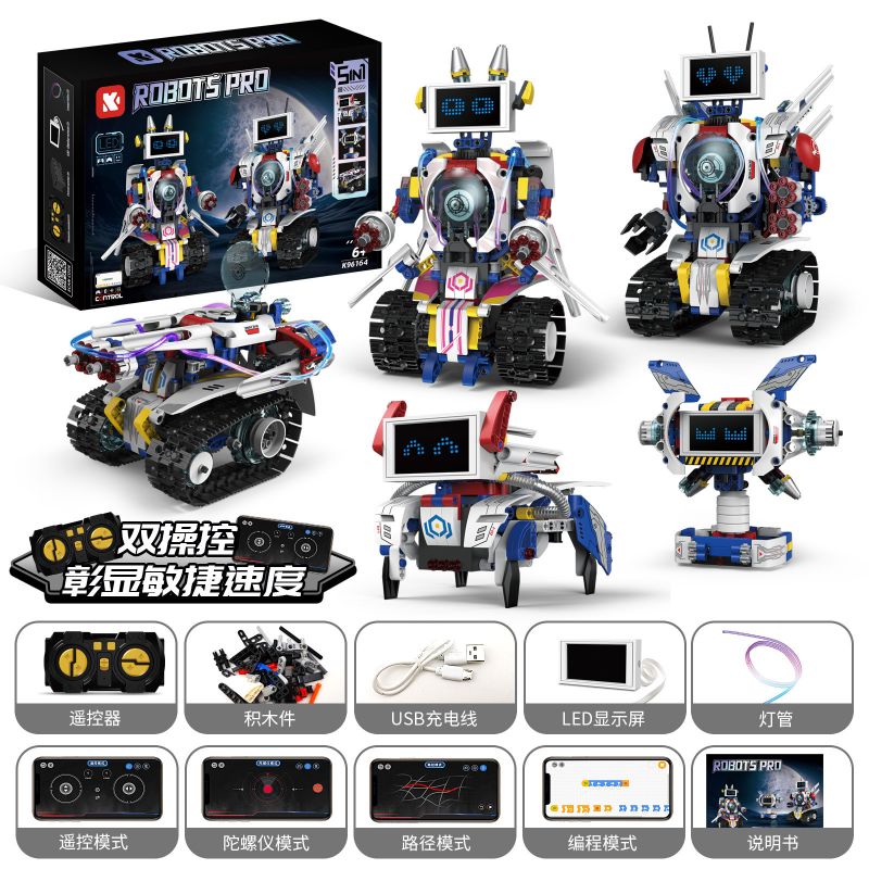  KAIYU KeeYee World K96164 Xếp hình lắp ráp ghép mô hình Robot màn hình thông minh LED có thể thay đổi