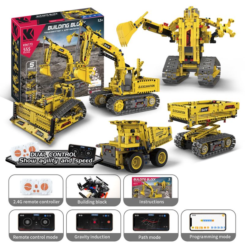 KAIYU KeeYee World K96173 Xếp hình lắp ráp ghép mô hình Kỹ thuật lập trình robot máy xúc năm biến KAIYU KeeYee World K96173 Xếp hình lắp ráp ghép mô hình Kỹ thuật lập trình robot máy xúc năm biến