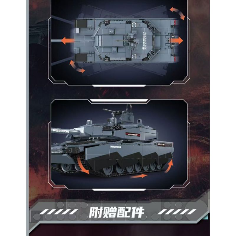 MouldKing 20036 Mould King 20036 XE TĂNG CHIẾN ĐẤU CHỦ LỰC ABRAMS-X bộ đồ chơi xếp lắp ráp ghép mô hình Military Army Quân Sự Bộ Đội 1192 khối