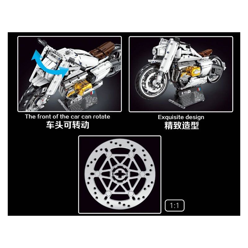 TYGOLL T4055 4055 XE MÁY R18 tỷ lệ 1:5 bộ đồ chơi xếp lắp ráp ghép mô hình Technic Kỹ Thuật Công Nghệ Cao Mô Hình Phương Tiện 1672 khối