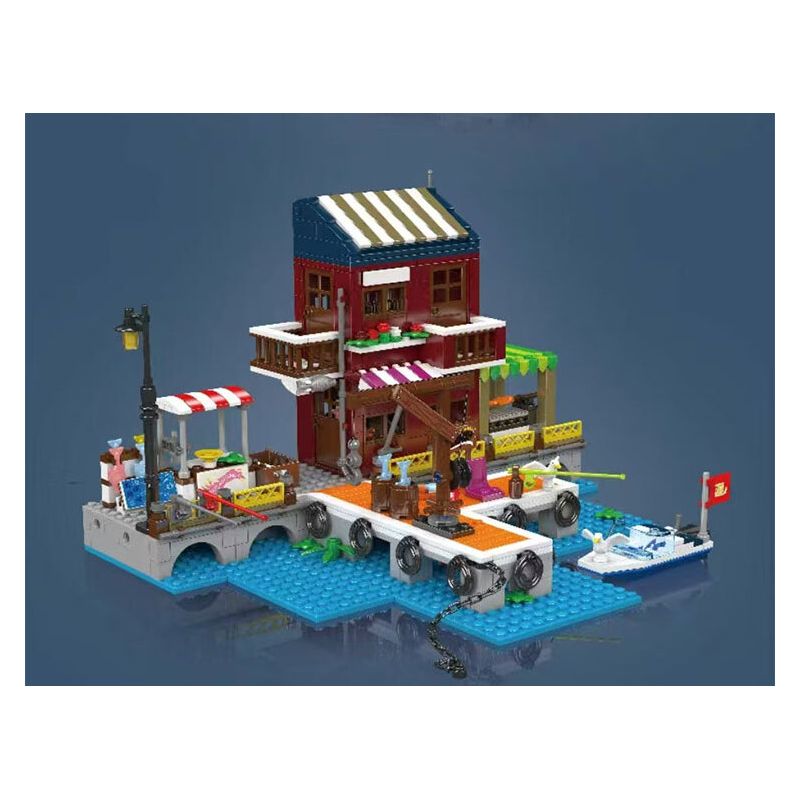 MouldKing 10110 Mould King 10110 BẾN TÀU ĐÁNH CÁ bộ đồ chơi xếp lắp ráp ghép mô hình Creator FISHING BOAT DOCK Sáng Tạo 800 khối