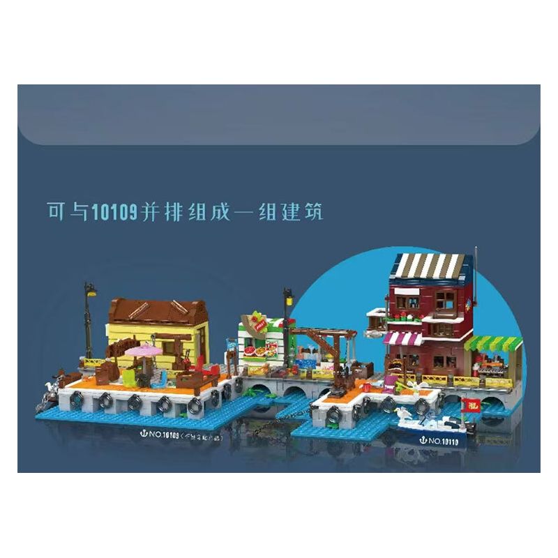MouldKing 10110 Mould King 10110 BẾN TÀU ĐÁNH CÁ bộ đồ chơi xếp lắp ráp ghép mô hình Creator FISHING BOAT DOCK Sáng Tạo 800 khối