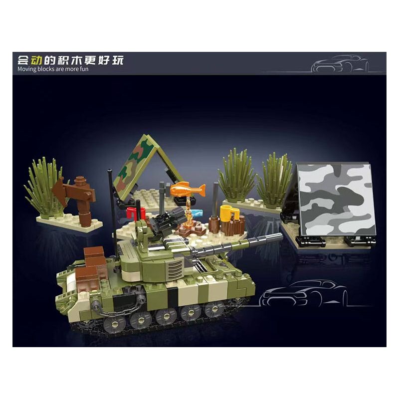 MouldKing 24073 Mould King 24073 TRẠI NGHỈ XE TĂNG T-72B3 bộ đồ chơi xếp lắp ráp ghép mô hình Military Army T-72B3 TANK REST CAMP Quân Sự Bộ Đội 513 khối