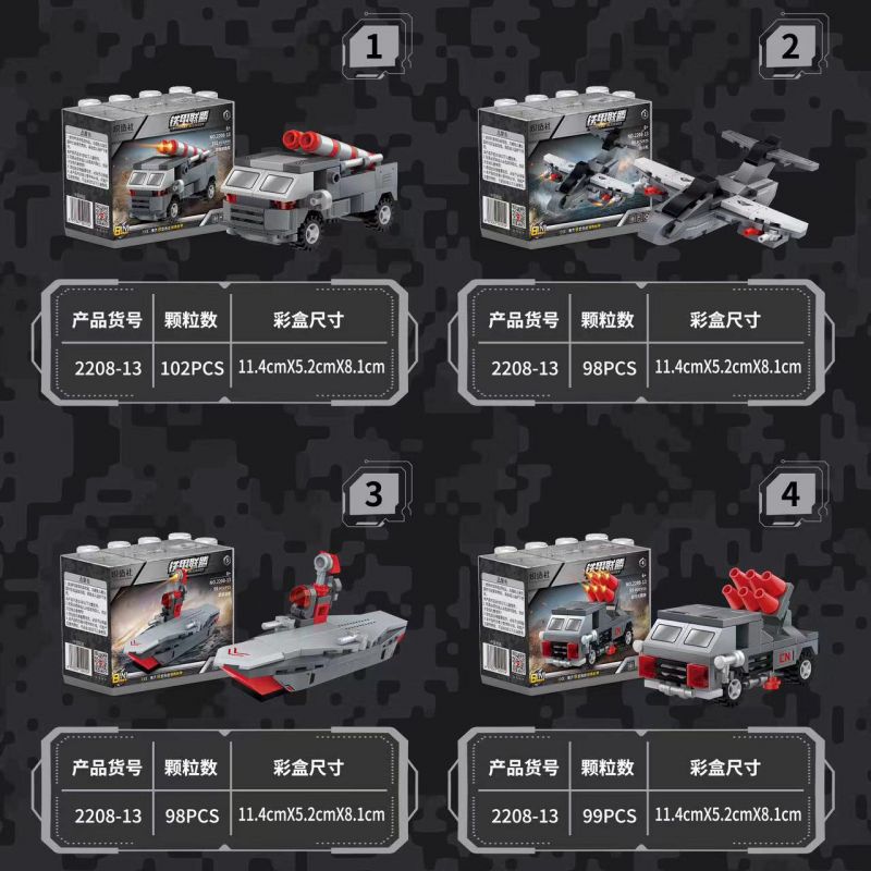 KOZOSHA 2208-13 8 MÔ HÌNH CỦA IRON ARMORED ALLIANCE STEEL MECHAS bộ đồ chơi xếp lắp ráp ghép mô hình Military Army Quân Sự Bộ Đội