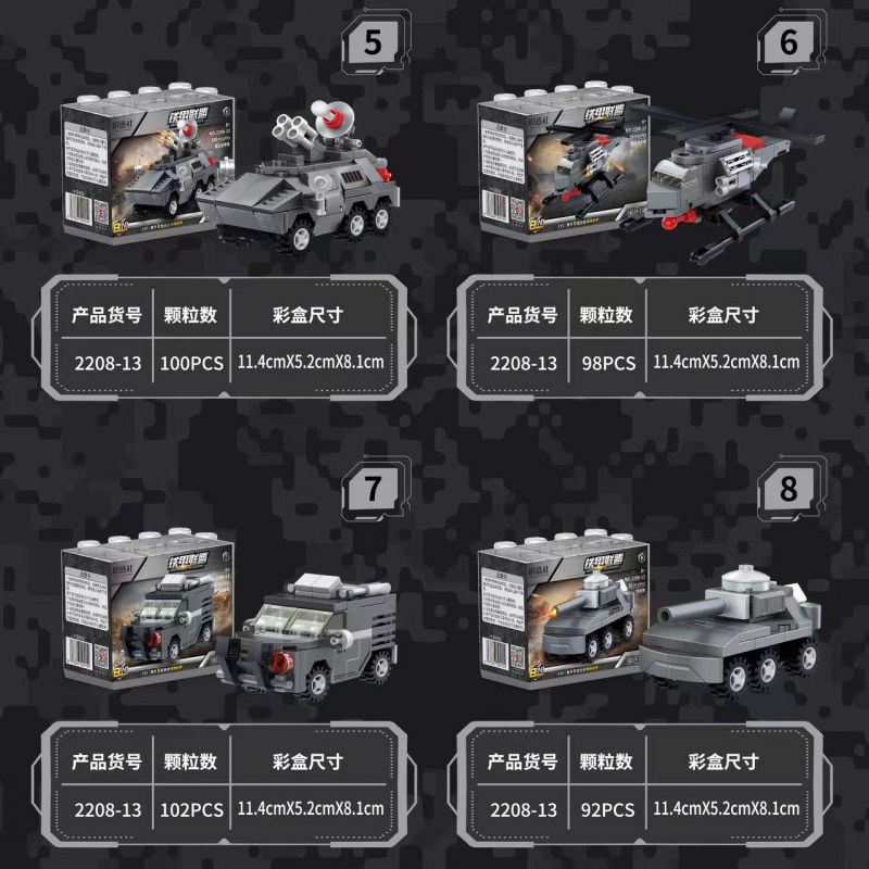 KOZOSHA 2208-13 8 MÔ HÌNH CỦA IRON ARMORED ALLIANCE STEEL MECHAS bộ đồ chơi xếp lắp ráp ghép mô hình Military Army Quân Sự Bộ Đội