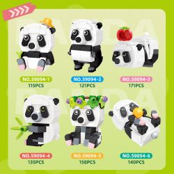 JIESTAR 59094 6 GẤU TRÚC bộ đồ chơi xếp lắp ráp ghép mô hình Creator Sáng Tạo 840 khối