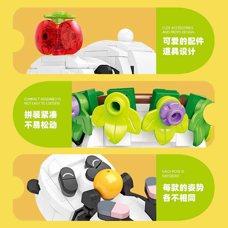 JIESTAR 59094 6 GẤU TRÚC bộ đồ chơi xếp lắp ráp ghép mô hình Creator Sáng Tạo 840 khối