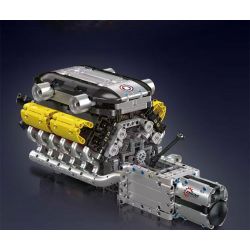 MouldKing 10202 Mould King 10202 LAMBO SUPER SPORTS CAR V12 ENGINE GEARBOX bộ đồ chơi xếp lắp ráp ghép mô hình Technic LAMBO SUPERCAR V12 ENGINE + TRANSMISSION Kỹ Thuật Công Nghệ Cao Mô Hình Phương Tiện 1260 khối