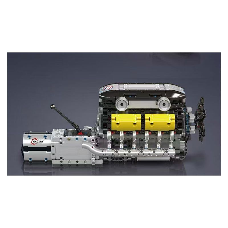 MouldKing 10202 Mould King 10202 LAMBO SUPER SPORTS CAR V12 ENGINE GEARBOX bộ đồ chơi xếp lắp ráp ghép mô hình Technic LAMBO SUPERCAR V12 ENGINE + TRANSMISSION Kỹ Thuật Công Nghệ Cao Mô Hình Phương Tiện 1260 khối