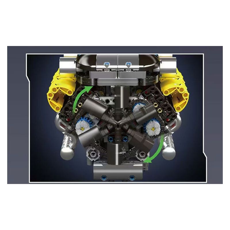 MouldKing 10202 Mould King 10202 LAMBO SUPER SPORTS CAR V12 ENGINE GEARBOX bộ đồ chơi xếp lắp ráp ghép mô hình Technic LAMBO SUPERCAR V12 ENGINE + TRANSMISSION Kỹ Thuật Công Nghệ Cao Mô Hình Phương Tiện 1260 khối