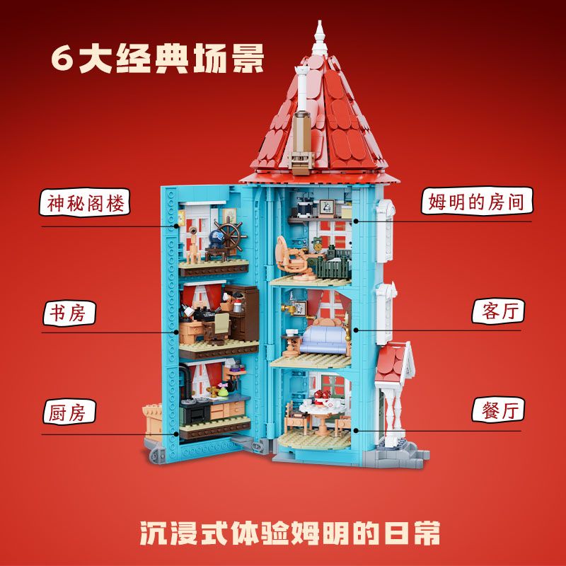 PANTASY 87201 MOOMIN HOUSE PHIÊN BẢN KỶ NIỆM 80 NĂM bộ đồ chơi xếp lắp ráp ghép mô hình 1800 khối