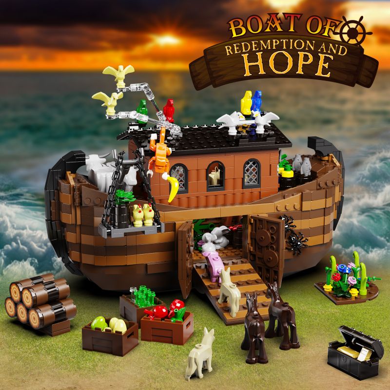 BUILDMOC F-C10018 C10018 10018 FC10018 CON TÀU NÔ-Ê bộ đồ chơi xếp lắp ráp ghép mô hình NOAH'S ARK 1007 khối