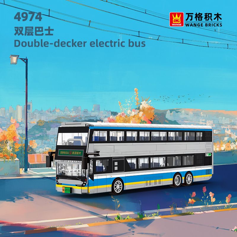 WANGE LIGAO DR.LUCK 4974 XE BUÝT HAI TẦNG bộ đồ chơi xếp lắp ráp ghép mô hình City DOUBLE-DECKER ELECTRIC BUS Thành Phố 491 khối