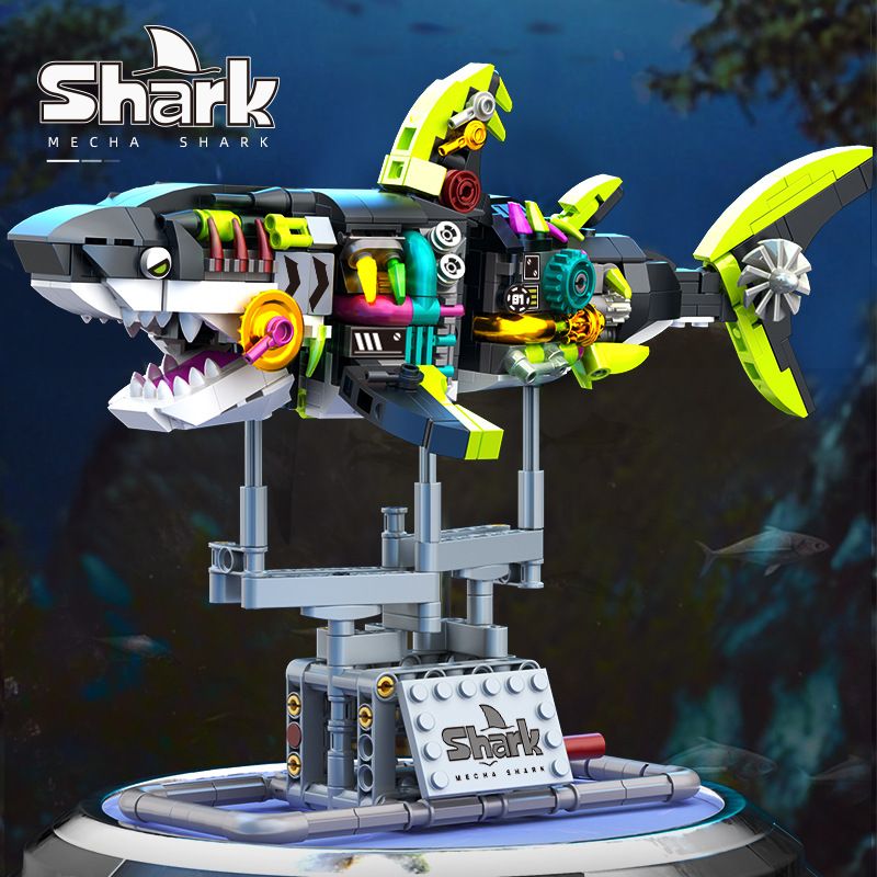  No license 89133 Mecha Shark Xếp hình lắp ráp ghép mô hình Cá mập cơ học