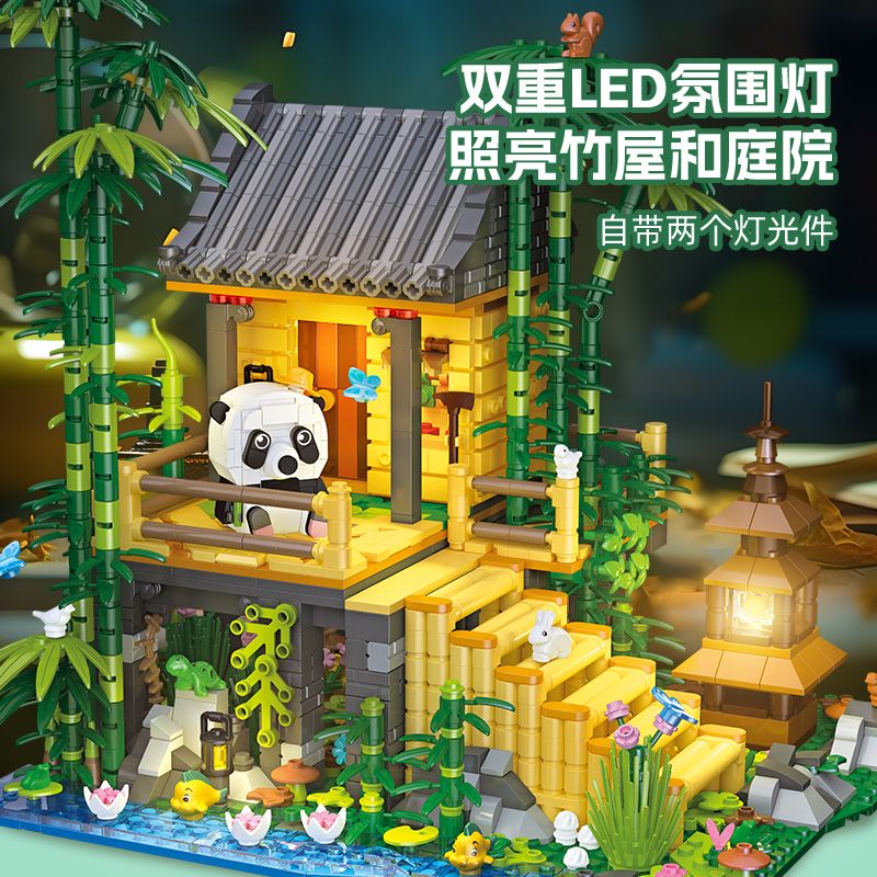 JIESTAR 59093 TÚP LỀU TRE GẤU TRÚC bộ đồ chơi xếp lắp ráp ghép mô hình Creator BAMBOO HOUSE Sáng Tạo 1945 khối