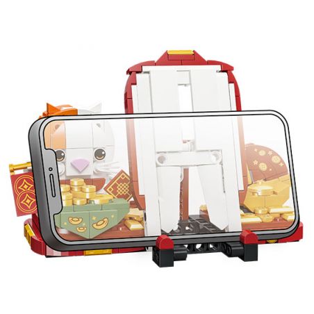 JIESTAR 58285 WORKSHOP SÁNG TẠO GIÁ ĐỠ ĐIỆN THOẠI HÌNH MÈO MAY MẮN bộ đồ chơi xếp lắp ráp ghép mô hình Creator 301 khối