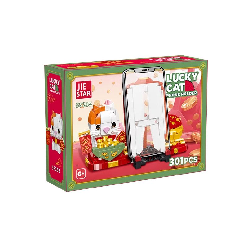 JIESTAR 58285 WORKSHOP SÁNG TẠO GIÁ ĐỠ ĐIỆN THOẠI HÌNH MÈO MAY MẮN bộ đồ chơi xếp lắp ráp ghép mô hình Creator 301 khối