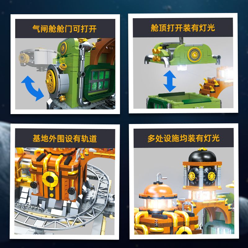 JIESTAR JJ9114 9114 STEAM PUNK BASE MOON bộ đồ chơi xếp lắp ráp ghép mô hình City Thành Phố 2842 khối