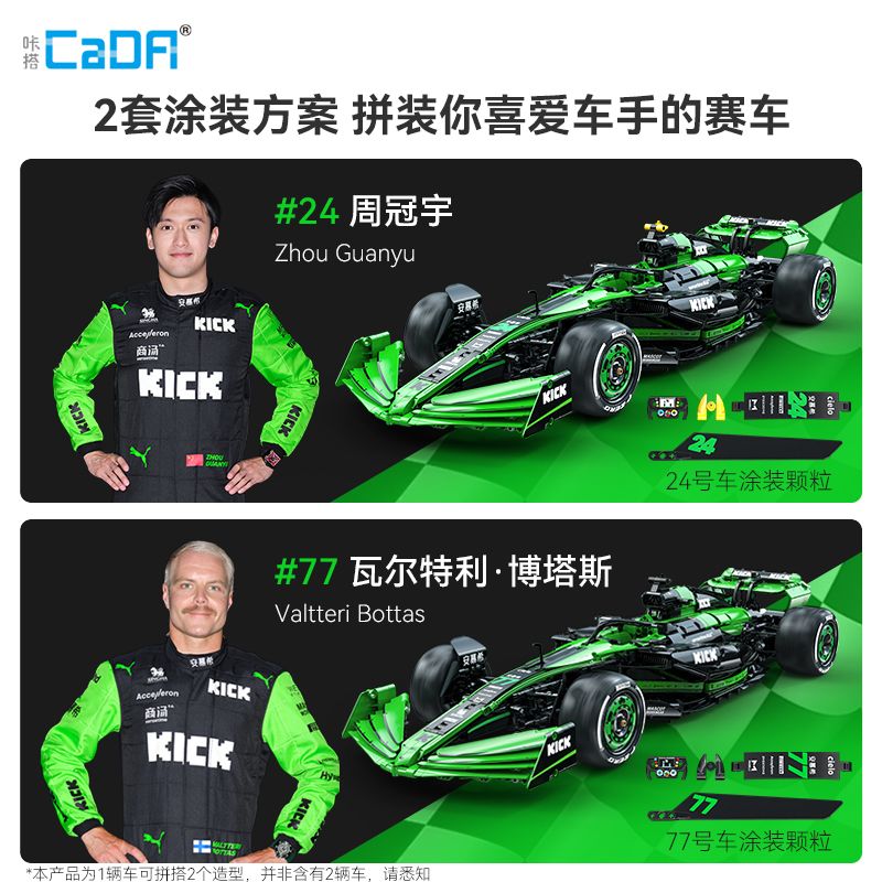 CADA DOUBLEE C64010 64010 XE SAUBER C44 F1 1:8 tỷ lệ 1:8 bộ đồ chơi xếp lắp ráp ghép mô hình Technic KICK SAUBER F1 TEAM C44 Kỹ Thuật Công Nghệ Cao Mô Hình Phương Tiện 2553 khối