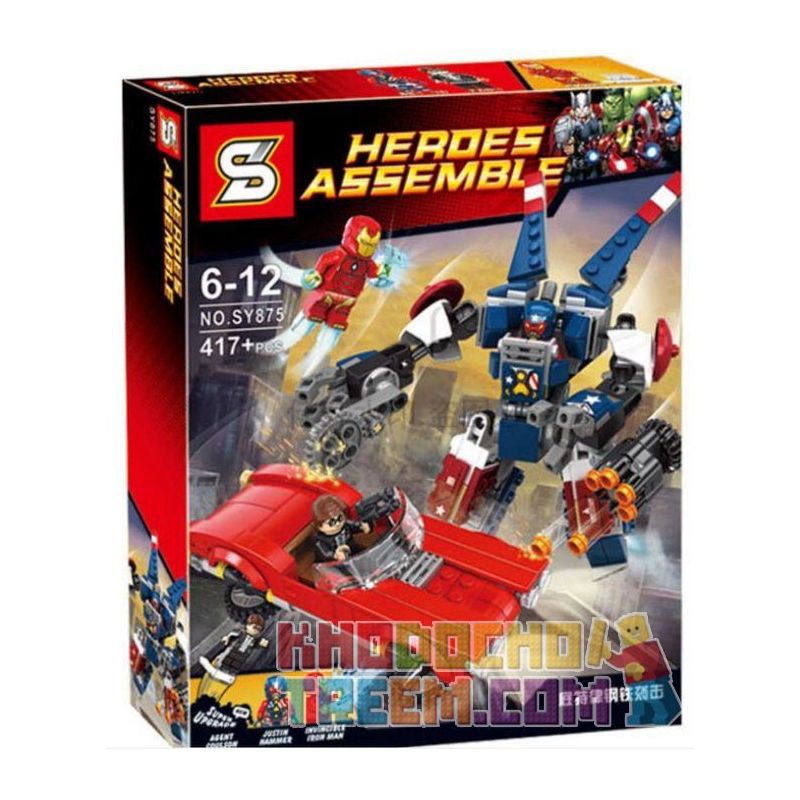 NOT Lego IRON MAN DETROIT STEEL STRIKES 76077 Bela Lari 10674 SHENG YUAN/SY SY875 xếp lắp ráp ghép mô hình NGƯỜI SẮT ĐẠI CHIẾN MÁY THÉP CUỘC ĐÌNH CÔNG Ở DETROIT Marvel Super Heroes Siêu Anh Hùng Marvel 377 khối