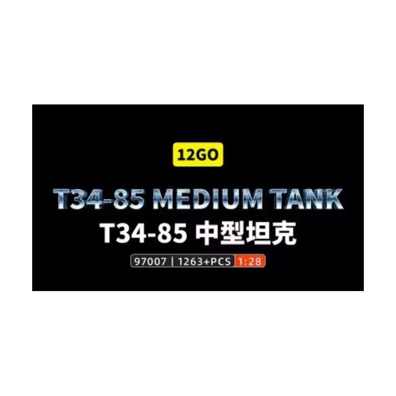 12GO 97007 T34-85 MEDIUM TANK 1:28 tỷ lệ 1:28 bộ đồ chơi xếp lắp ráp ghép mô hình Military Army Quân Sự Bộ Đội 1263 khối