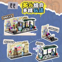 LUMIBRICKS FUNWHOLE F9066 9066 TRẠM XE BUÝT GRAFFITI bộ đồ chơi xếp lắp ráp ghép mô hình Creator STREET FUSION GRAFFITI BUS STOP Sáng Tạo 514 khối