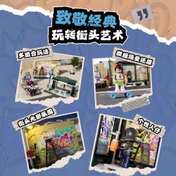 LUMIBRICKS FUNWHOLE F9066 9066 TRẠM XE BUÝT GRAFFITI bộ đồ chơi xếp lắp ráp ghép mô hình Creator STREET FUSION GRAFFITI BUS STOP Sáng Tạo 514 khối