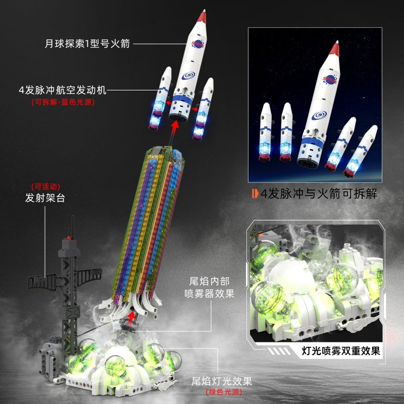 KAIYU KEEYEE WORLD K96271 96271 TÊN LỬA CẦU VỒNG bộ đồ chơi xếp lắp ráp ghép mô hình City SPACE POST Thành Phố