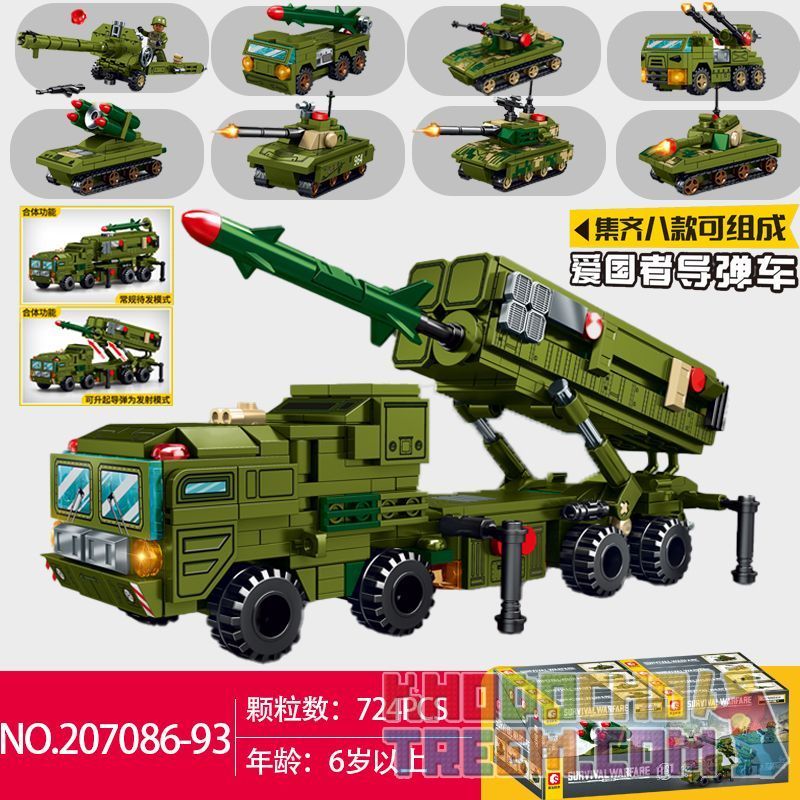 SEMBO 207086 207087 207088 207089 207090 207091 207092 207093 CHIẾN TRANH SINH TỒN XE TÊN LỬA PATRIOT 8 TỔ HỢP bộ đồ chơi xếp lắp ráp ghép mô hình Military Army Quân Sự Bộ Đội 714 khối