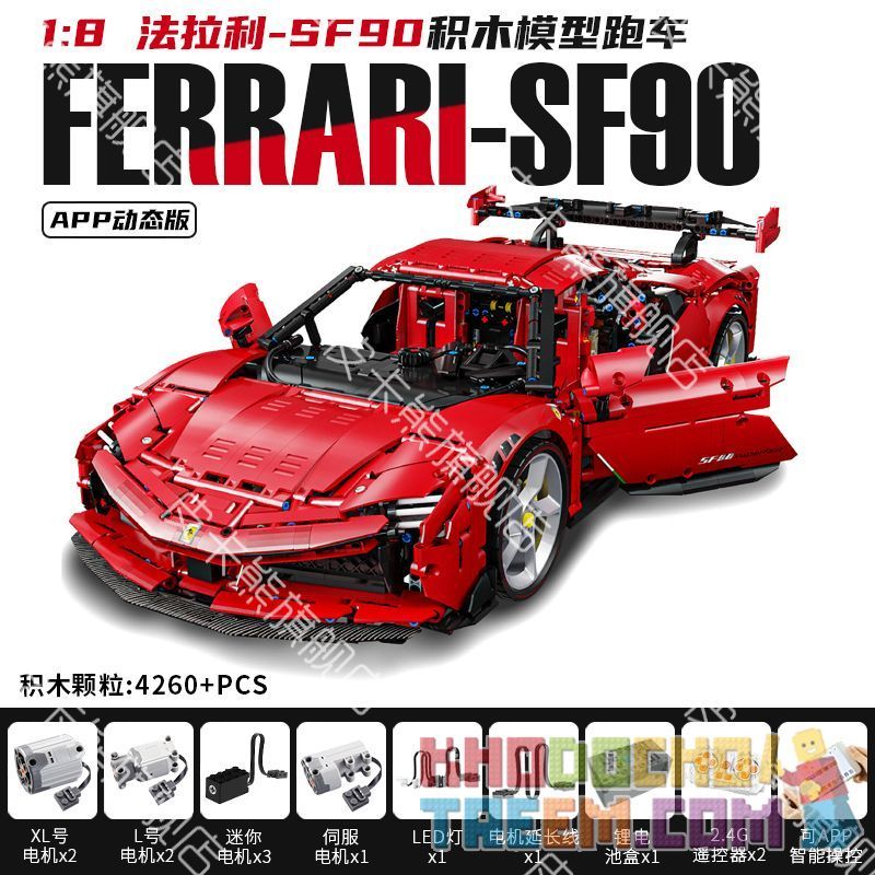 LERU 10723 FERRARI SF90 1:8 tỷ lệ 1:8 bộ đồ chơi xếp lắp ráp ghép mô hình Technic Kỹ Thuật Công Nghệ Cao Mô Hình Phương Tiện 4260 khối