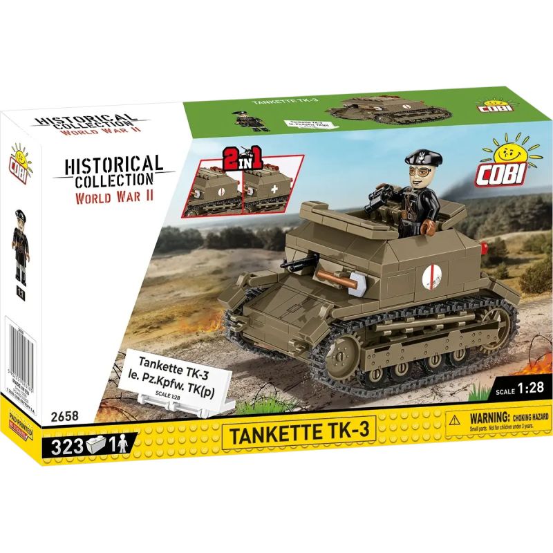 COBI 2658 XE TĂNG TK-3 1:28 tỷ lệ 1:28 bộ đồ chơi xếp lắp ráp ghép mô hình Military Army TANKETTE TK-3 Quân Sự Bộ Đội 318 khối