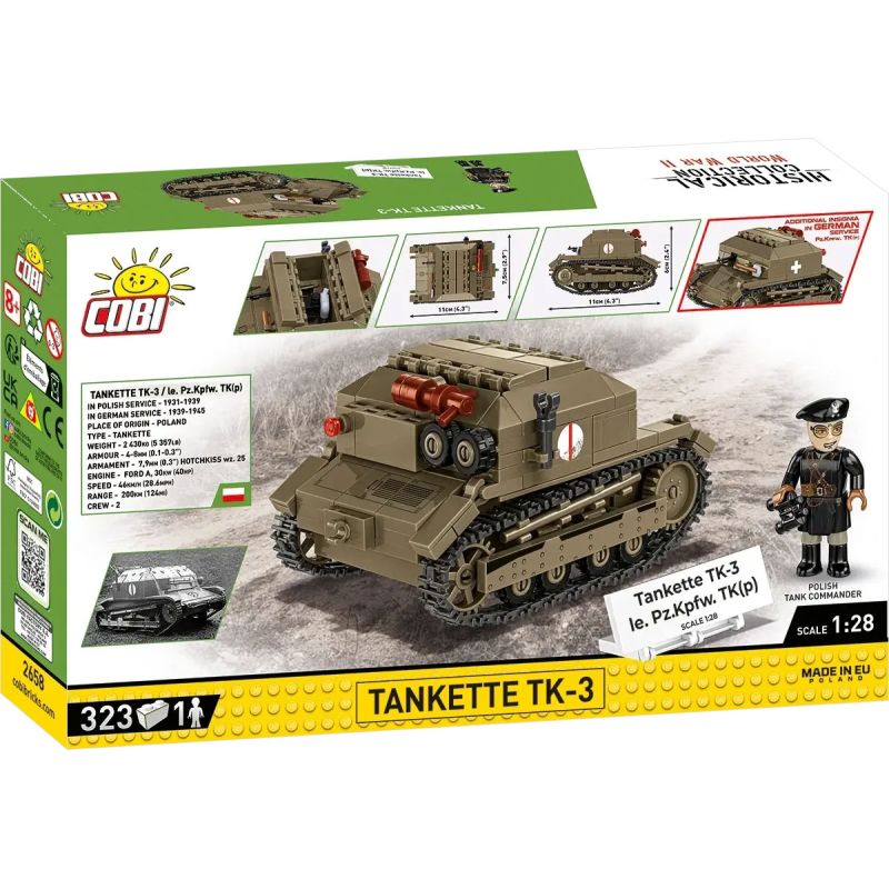 COBI 2658 XE TĂNG TK-3 1:28 tỷ lệ 1:28 bộ đồ chơi xếp lắp ráp ghép mô hình Military Army TANKETTE TK-3 Quân Sự Bộ Đội 318 khối