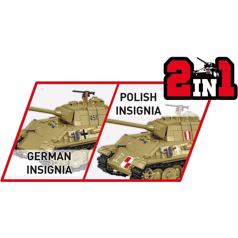 COBI 2655 TẤM XE TĂNG TRUNG BÌNH DA BÁO 1:28 tỷ lệ 1:28 bộ đồ chơi xếp lắp ráp ghép mô hình Military Army PANZER V PANTHER AUSF. G PUDEL Quân Sự Bộ Đội 1133 khối